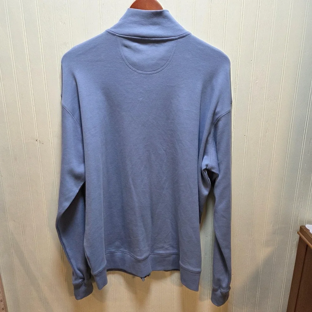 Caribbean Joe Track Jacket Mens Large Blue Full Zip Stand Collar Cotton Knit